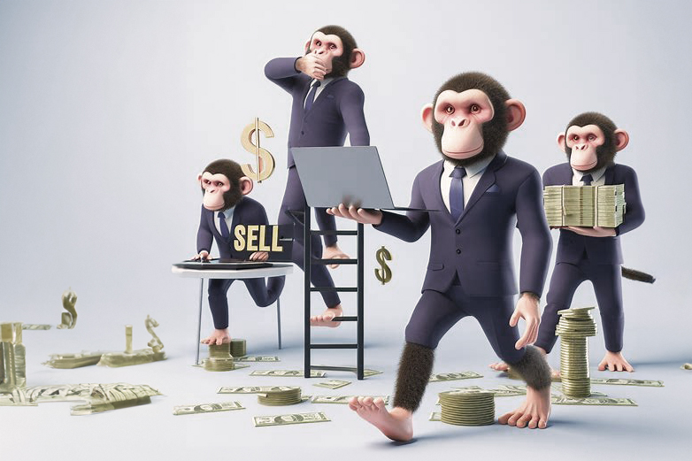 scimmie con pc per illustrare target audience