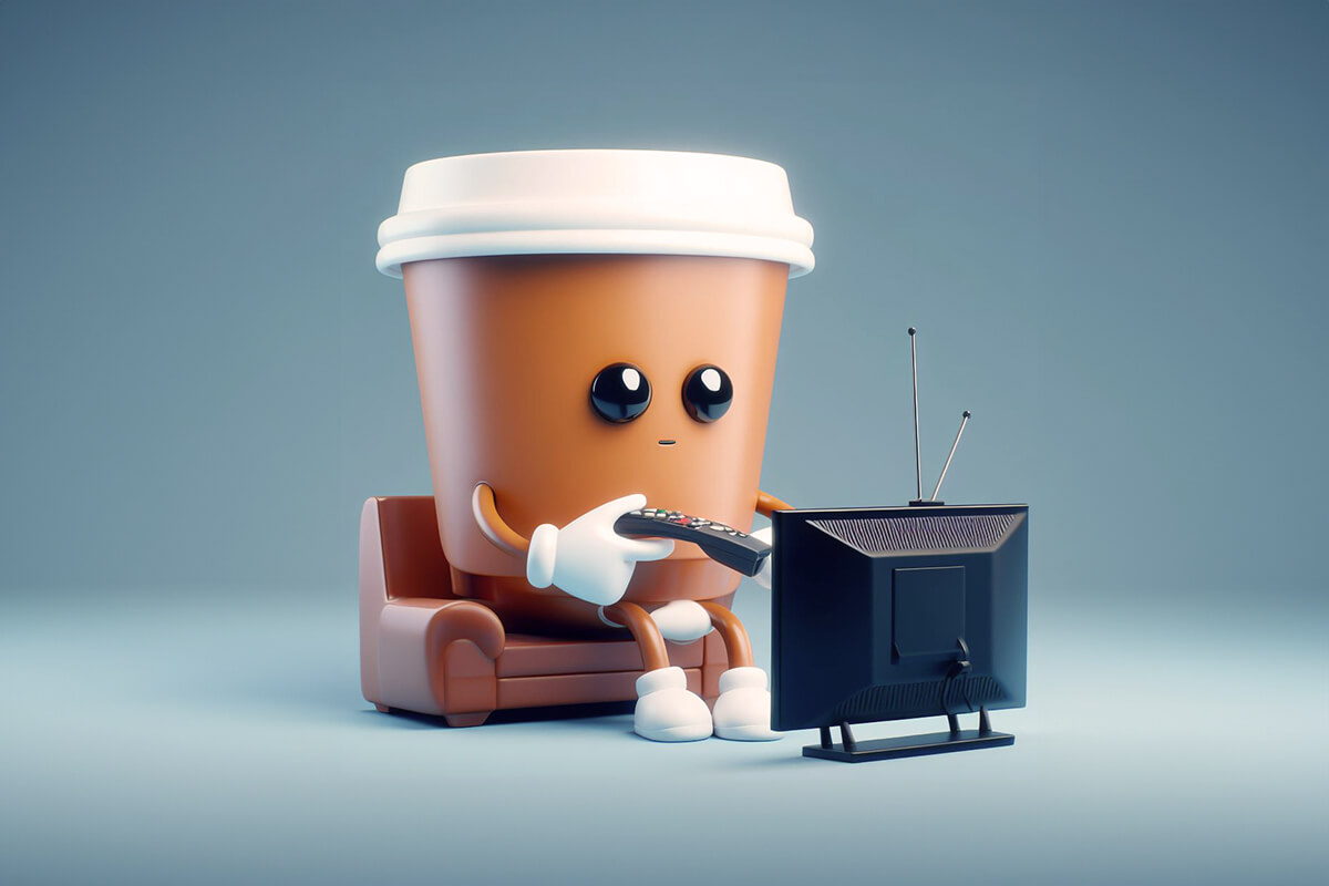 Immagine coffee-cup davanti una tv